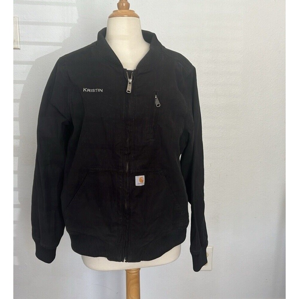 Carhartt Jacket Womens Exra Large 16 18 Black Rugged Flex Full Zip Bomber Grunge